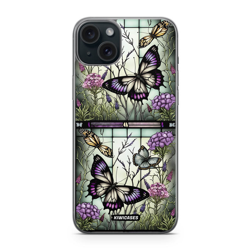 Stained Glass Butterflies - iPhone 15 Plus