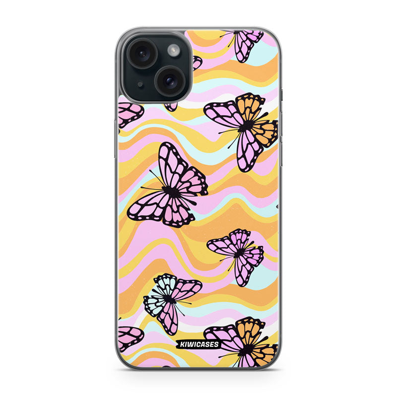 Wavey Yellow Butterflies - iPhone 15 Plus