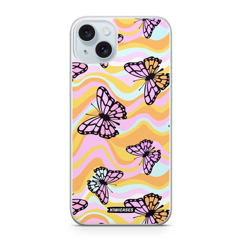 Wavey Yellow Butterflies - iPhone 15 Plus