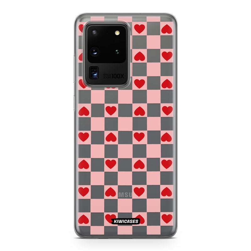 Pink Checkered Hearts - Galaxy S20 Ultra