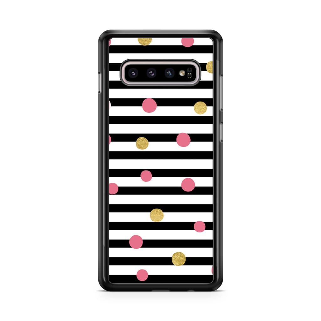 Striped Polka Dots Phone Case - Galaxy S10 - Phone Case