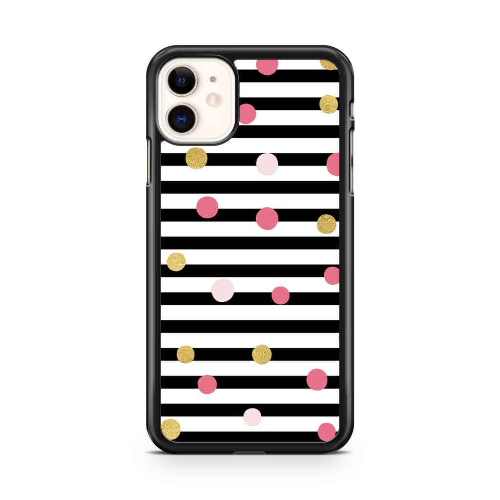 Striped Polka Dots Phone Case - iPhone 11 - Phone Case