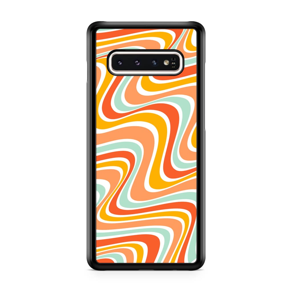 Tangerine Retro Waves Phone Case - Galaxy S10 Plus - Phone