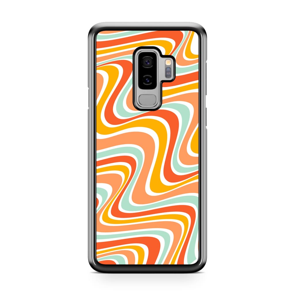 Tangerine Retro Waves Phone Case - Galaxy S9 Plus - Phone