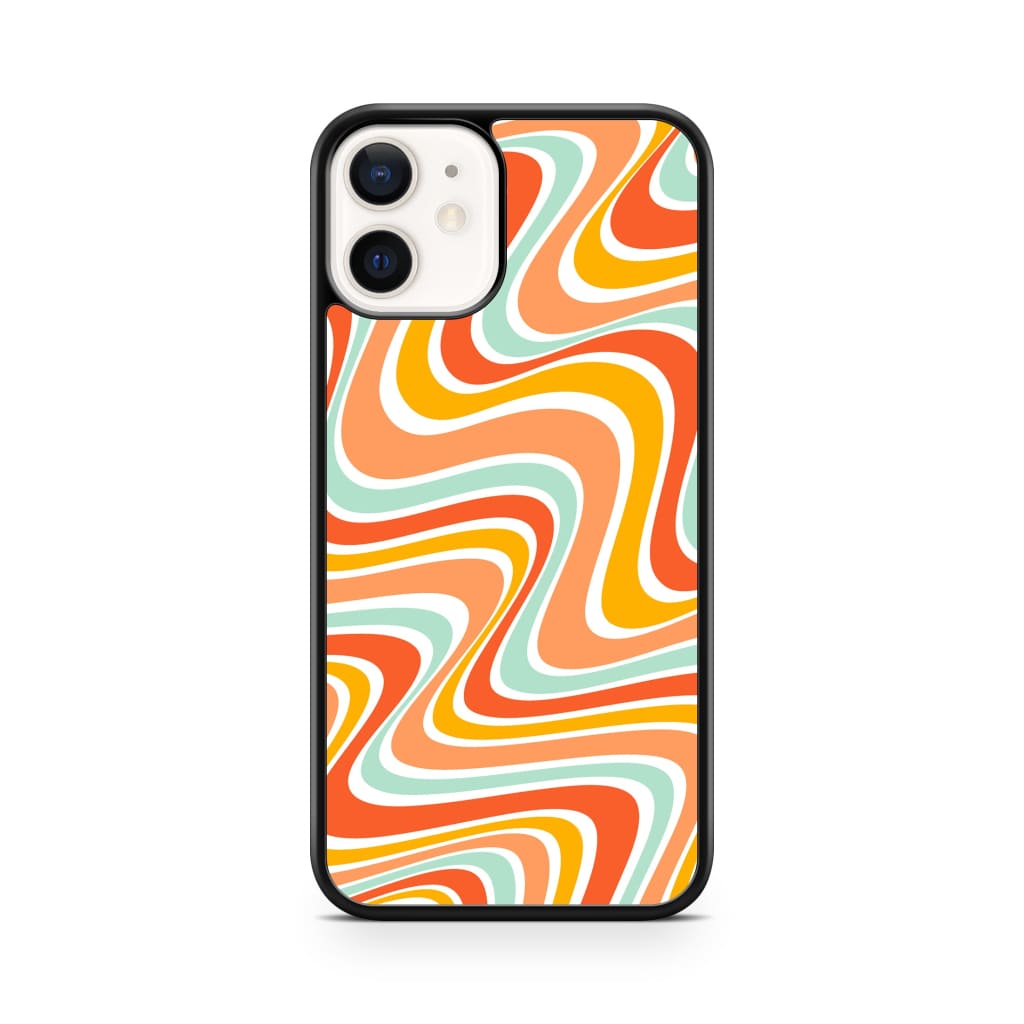 Tangerine Retro Waves Phone Case - iPhone 12/12 Pro - Phone 