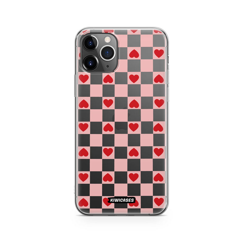 Pink Checkered Hearts - iPhone 11 Pro