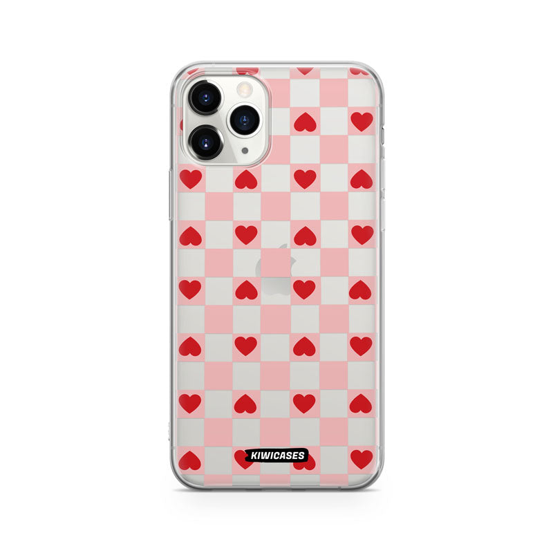 Pink Checkered Hearts - iPhone 11 Pro
