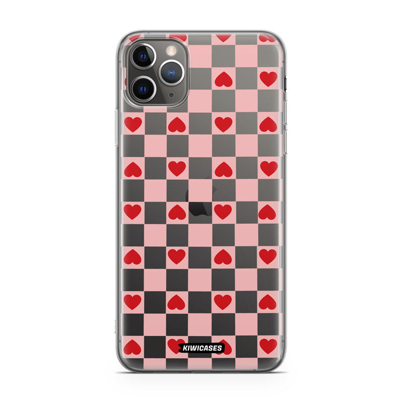 Pink Checkered Hearts - iPhone 11 Pro Max