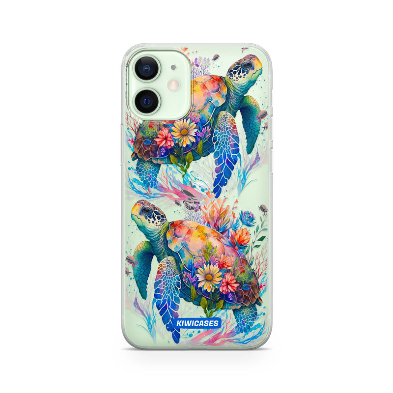 Floral Turtles - iPhone 12 Mini