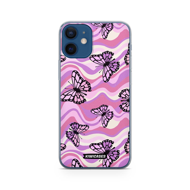 Wavey Purple Butterflies - iPhone 12 Mini