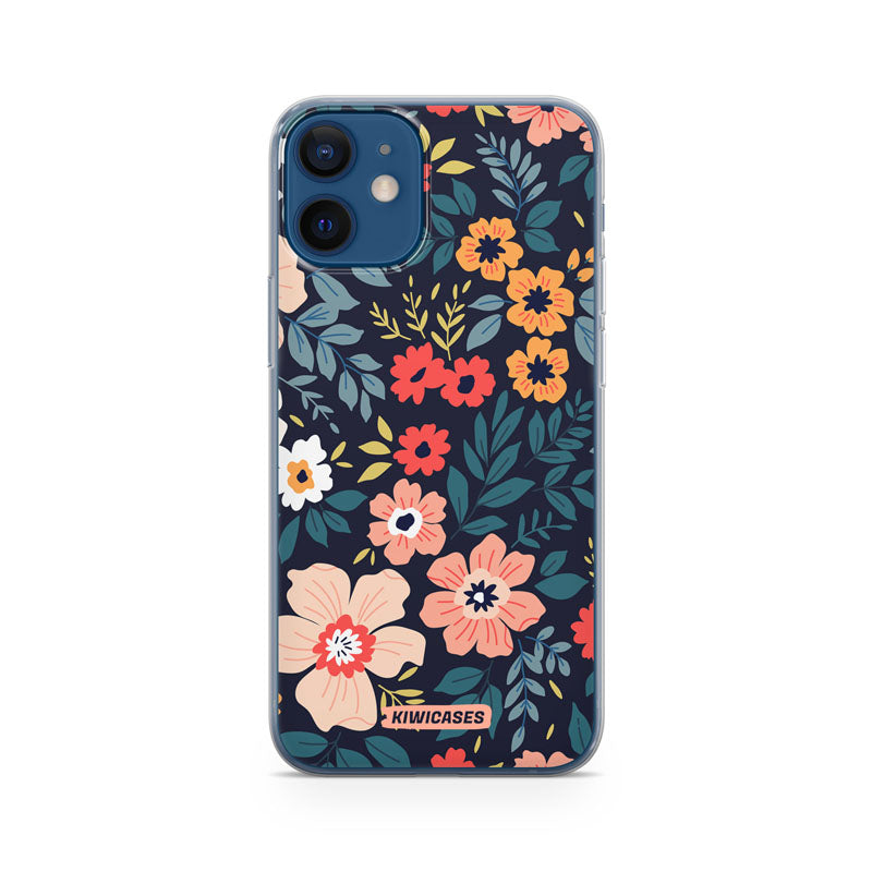 Navy Blooms - iPhone 12 Mini