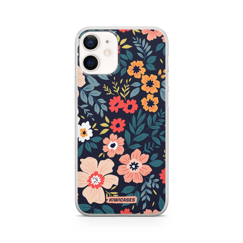 Navy Blooms - iPhone 12 Mini