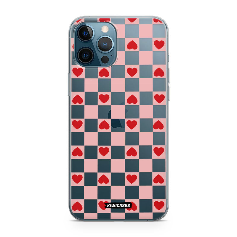 Pink Checkered Hearts - iPhone 12 Pro Max