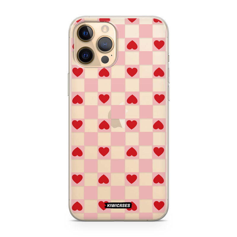 Pink Checkered Hearts - iPhone 12 Pro Max