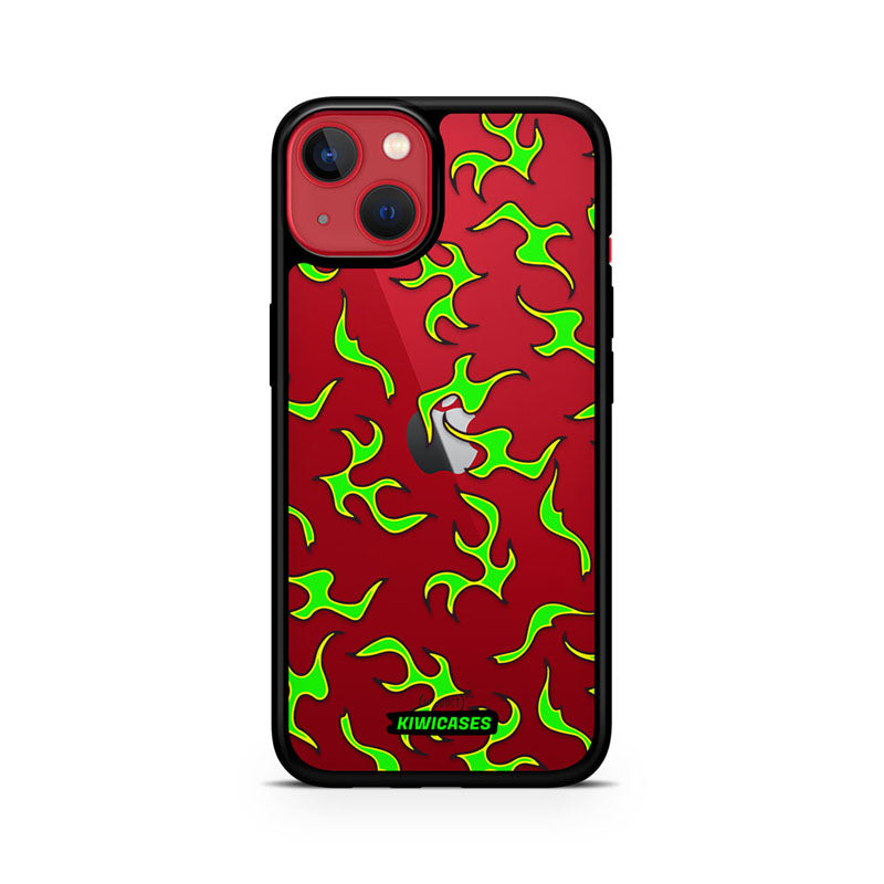 Green Fire Flames - iPhone 13 Mini