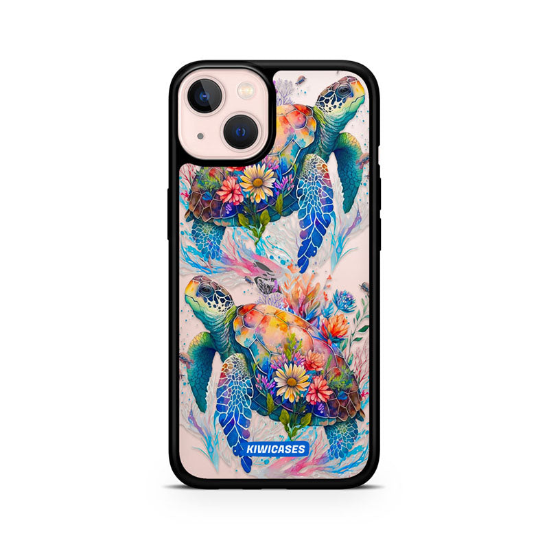 Floral Turtles - iPhone 13 Mini
