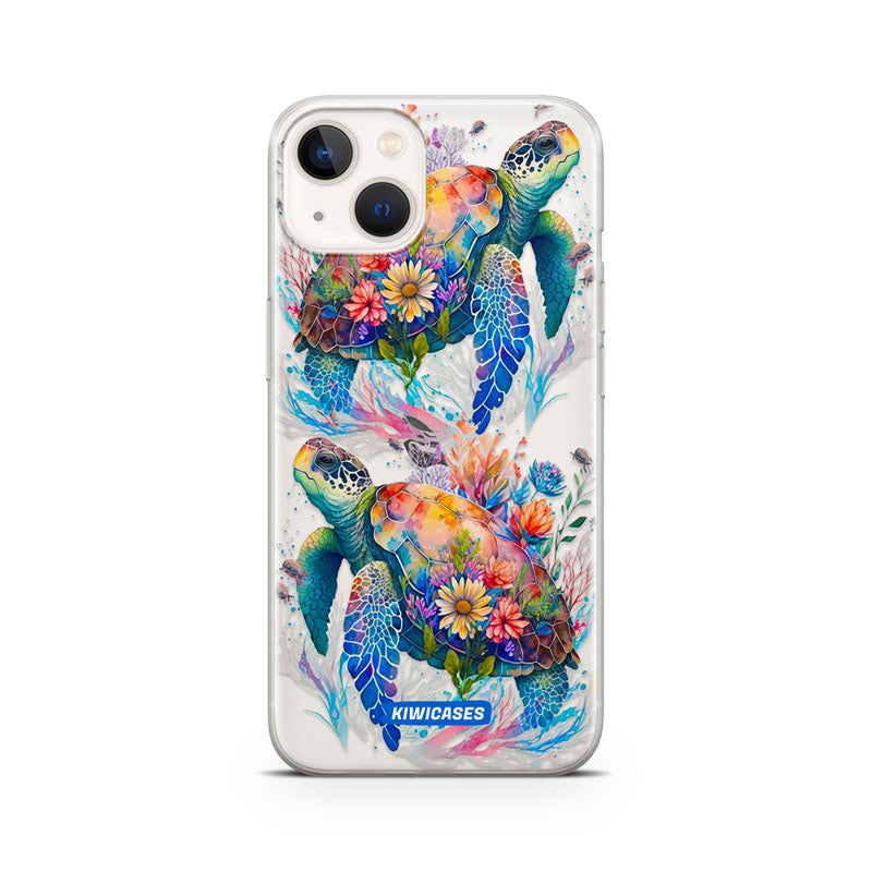 Floral Turtles - iPhone 13 Mini