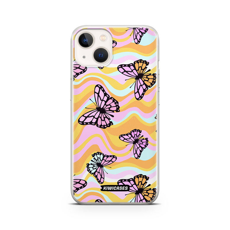 Wavey Yellow Butterflies - iPhone 13 Mini
