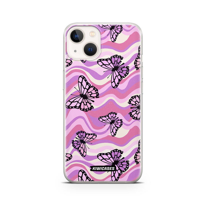 Wavey Purple Butterflies - iPhone 13 Mini