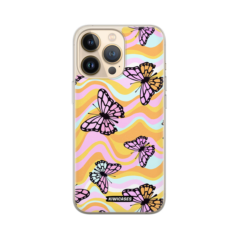 Wavey Yellow Butterflies - iPhone 13 Pro