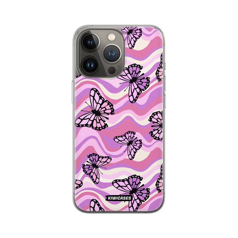 Wavey Purple Butterflies - iPhone 13 Pro