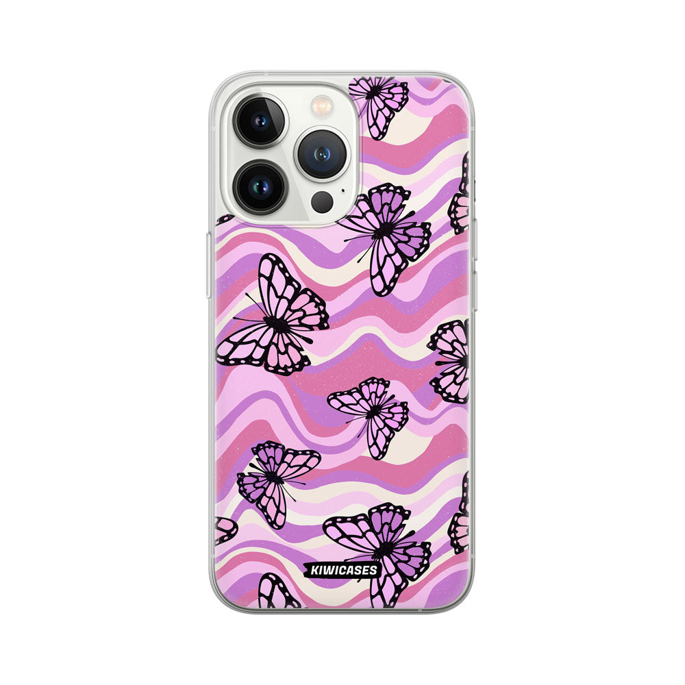 Wavey Purple Butterflies - iPhone 13 Pro