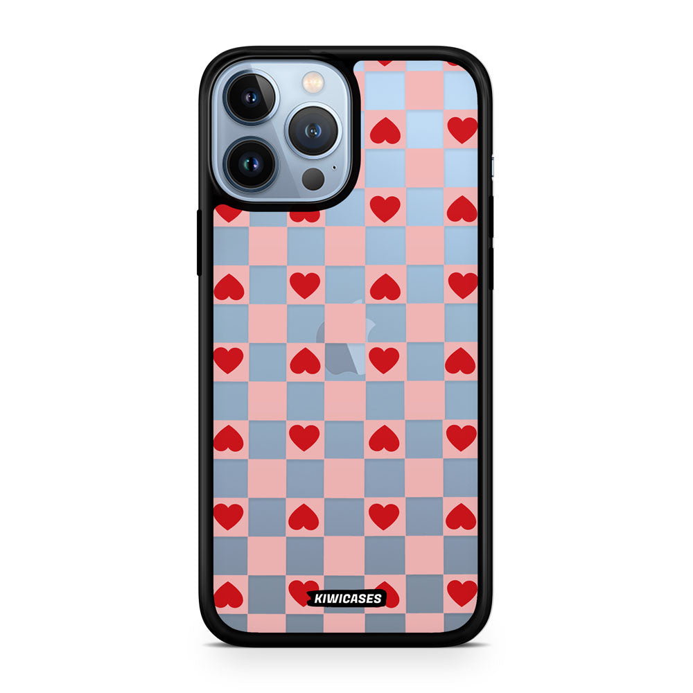 Pink Checkered Hearts - iPhone 13 Pro Max