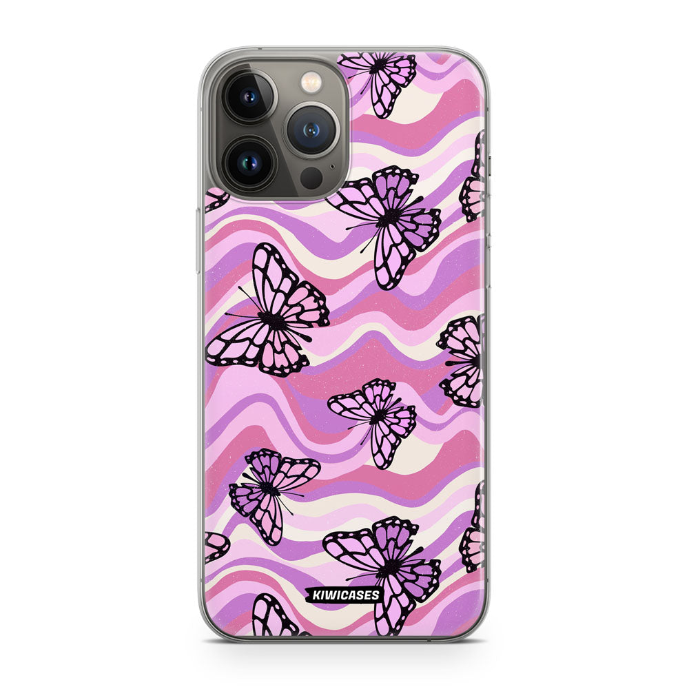 Wavey Purple Butterflies - iPhone 13 Pro Max