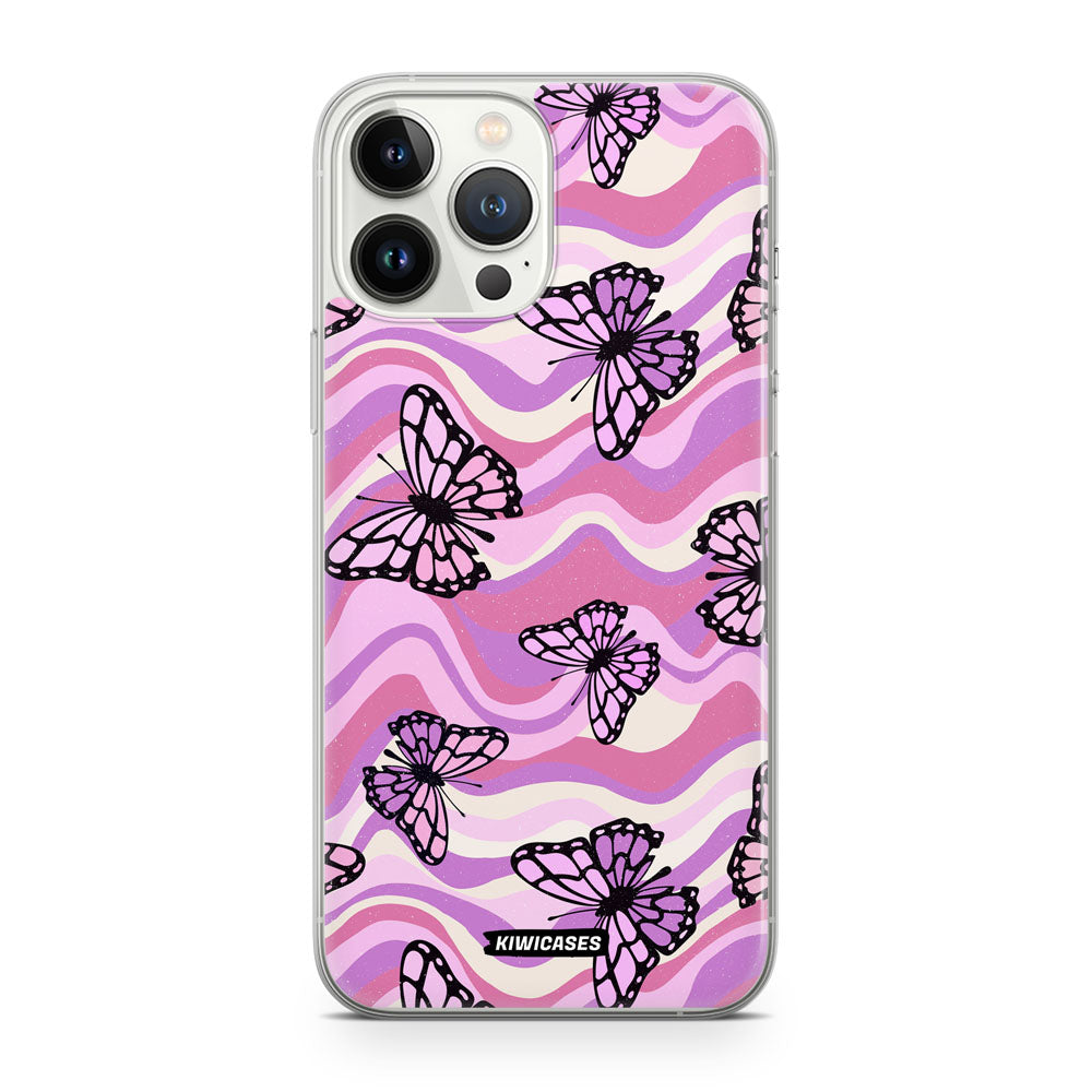 Wavey Purple Butterflies - iPhone 13 Pro Max