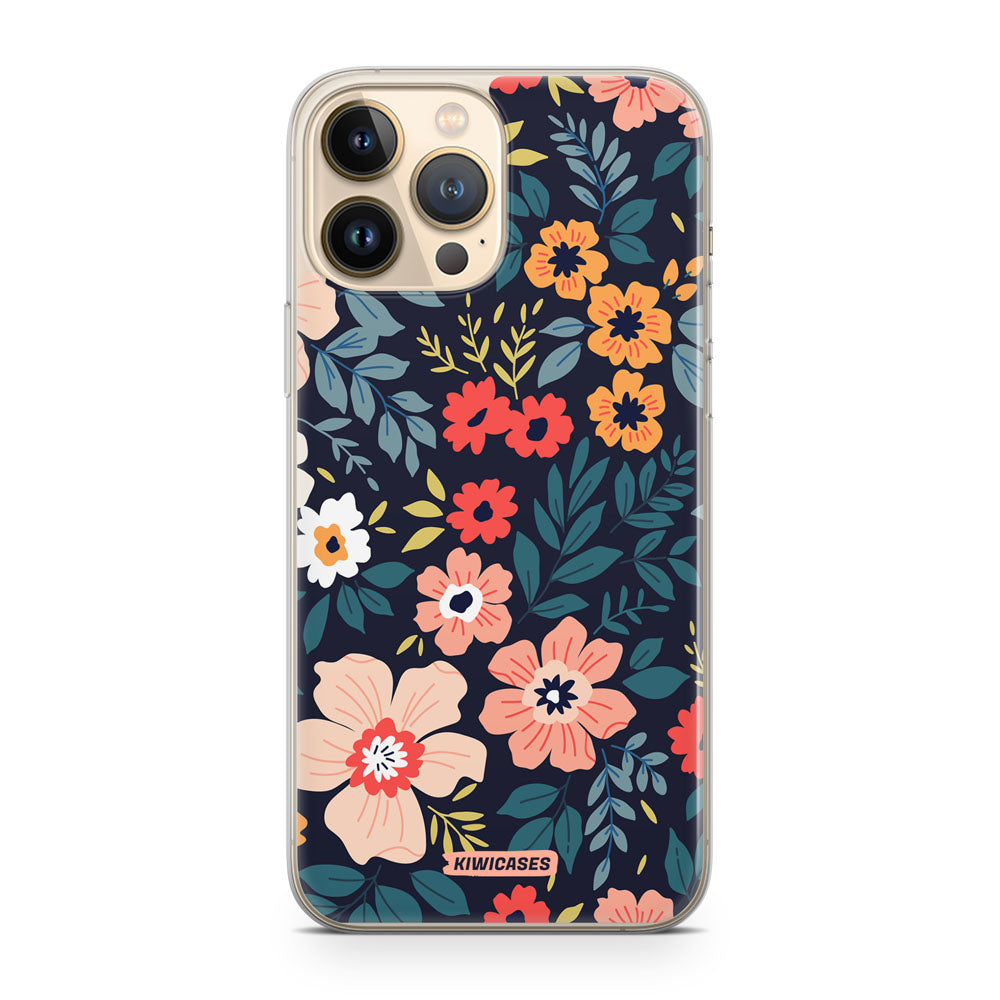 Navy Blooms - iPhone 13 Pro Max