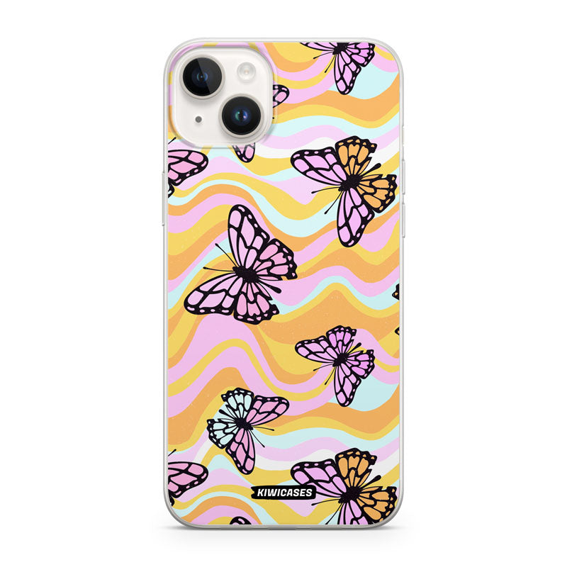 Wavey Yellow Butterflies - iPhone 14 Plus
