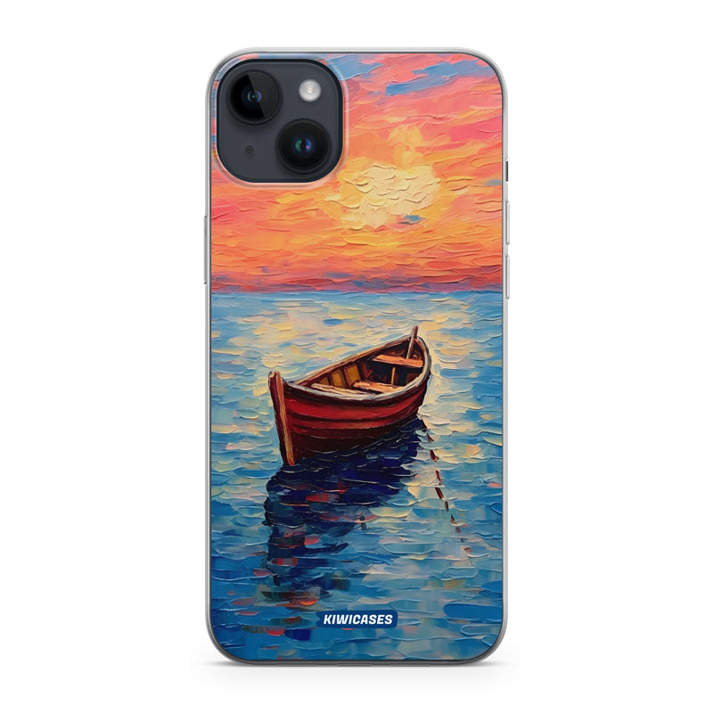 Painted Boat in the Ocean - iPhone 14 Plus