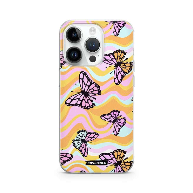 Wavey Yellow Butterflies - iPhone 14 Pro