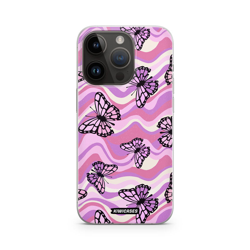 Wavey Purple Butterflies - iPhone 14 Pro