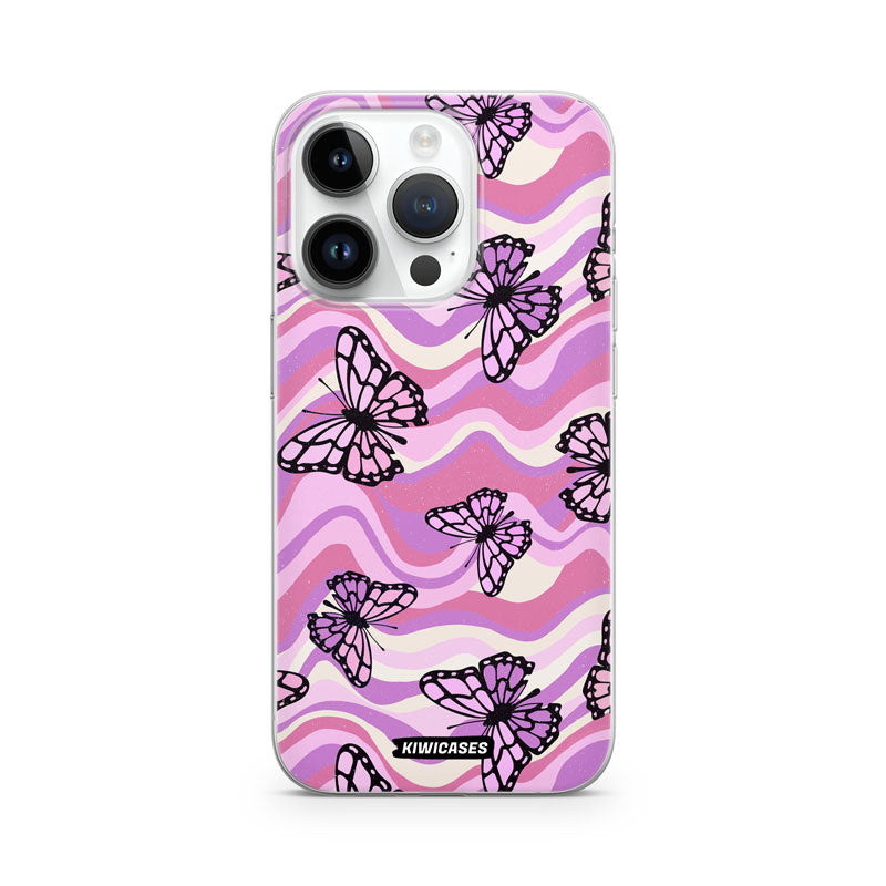 Wavey Purple Butterflies - iPhone 14 Pro
