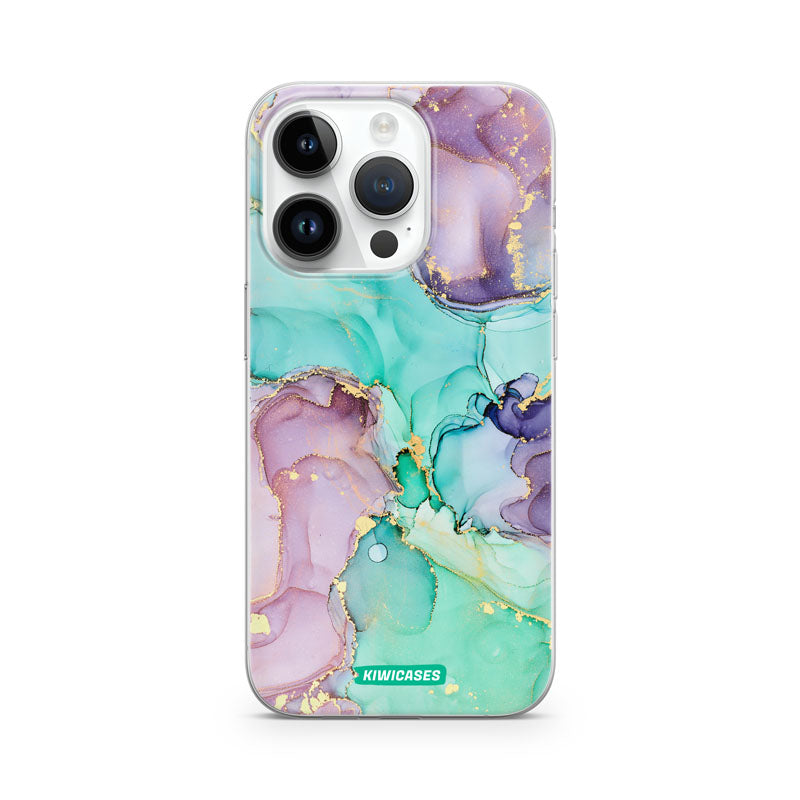 Green Purple Marble - iPhone 14 Pro