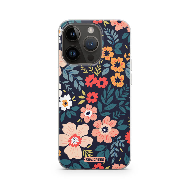 Navy Blooms - iPhone 14 Pro