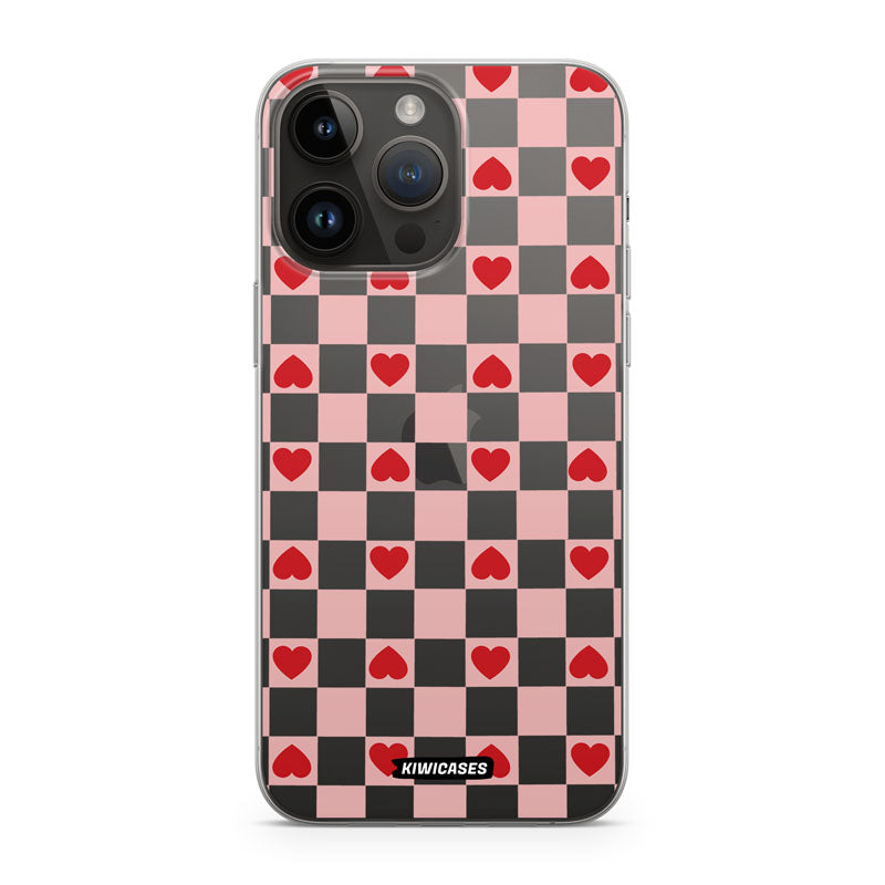 Pink Checkered Hearts - iPhone 14 Pro Max