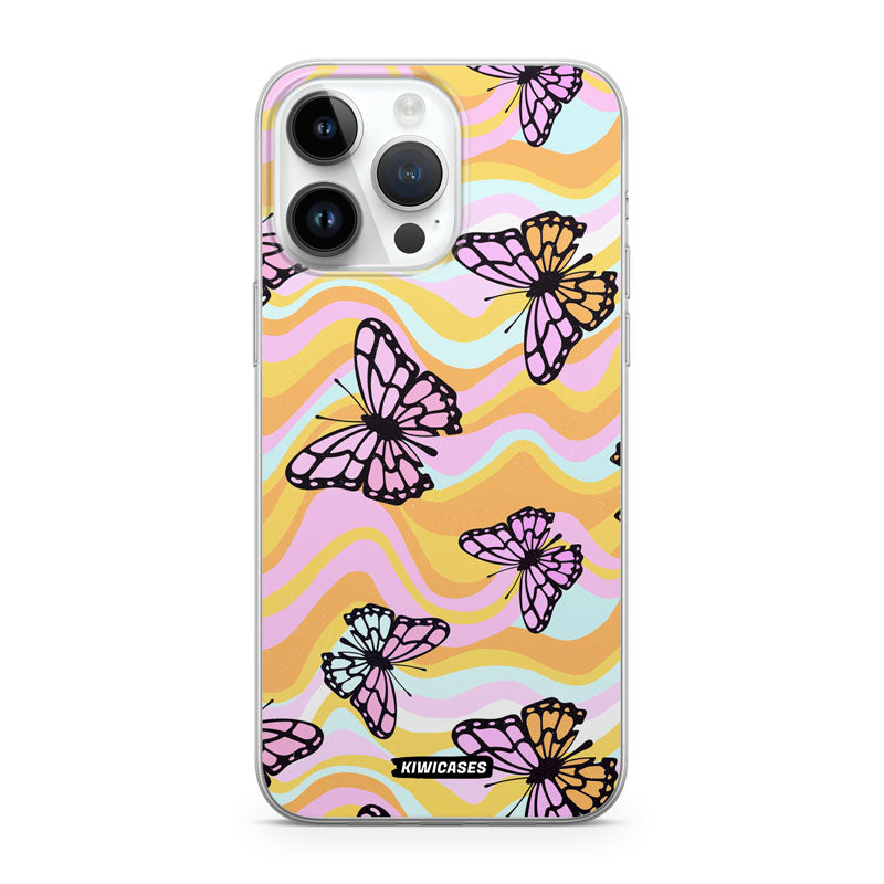 Wavey Yellow Butterflies - iPhone 14 Pro Max