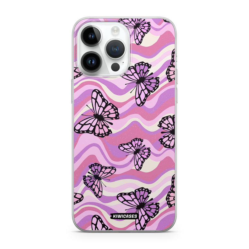 Wavey Purple Butterflies - iPhone 14 Pro Max