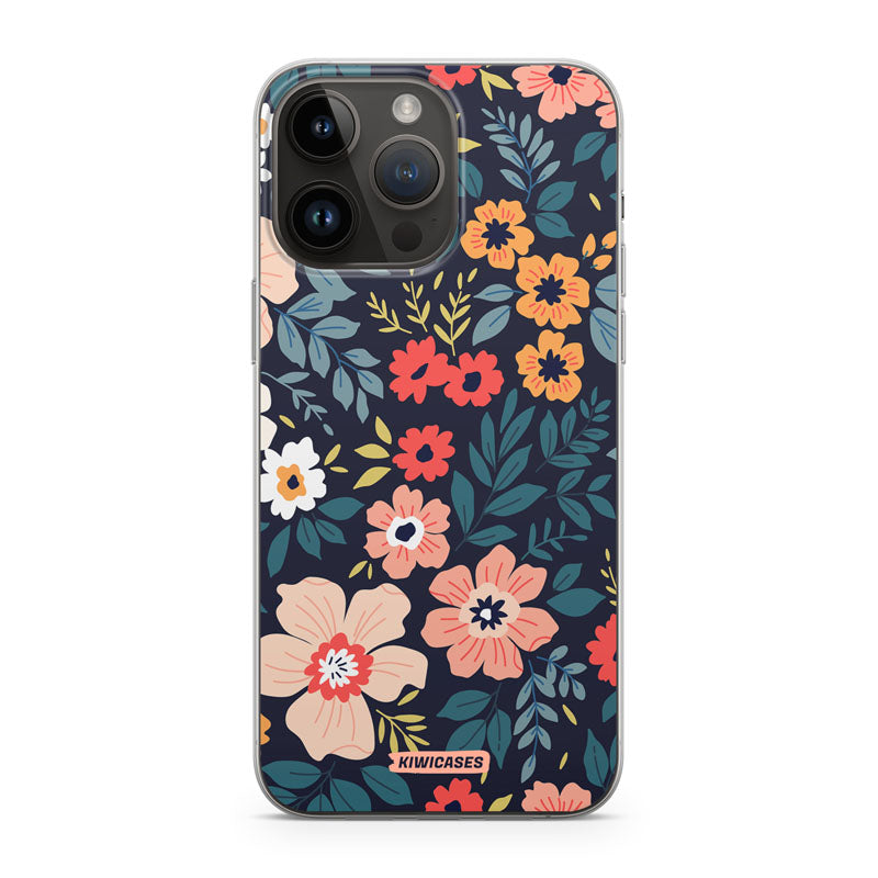 Navy Blooms - iPhone 14 Pro Max