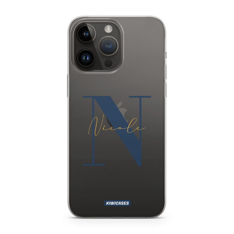 Navy Initials - iPhone 14 Pro Max - Custom