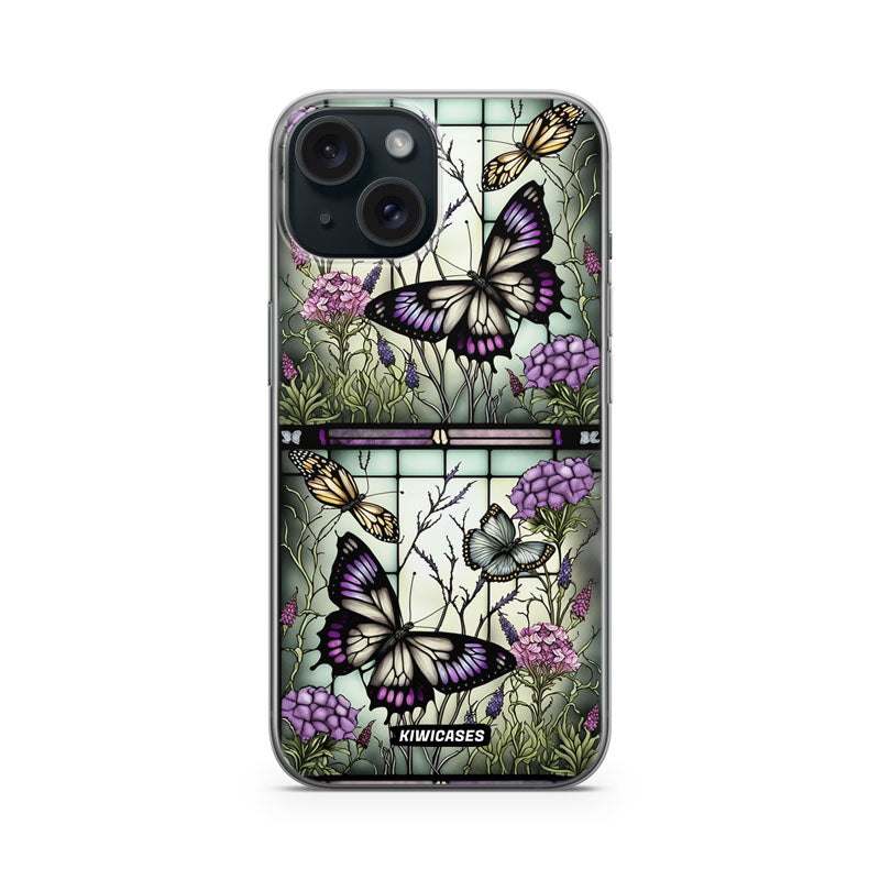 Stained Glass Butterflies - iPhone 15