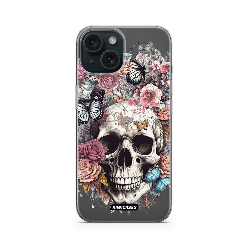 Dusty Floral Skull - iPhone 15