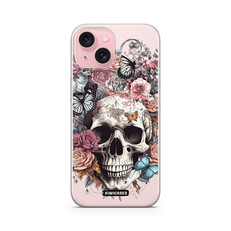 Dusty Floral Skull - iPhone 15