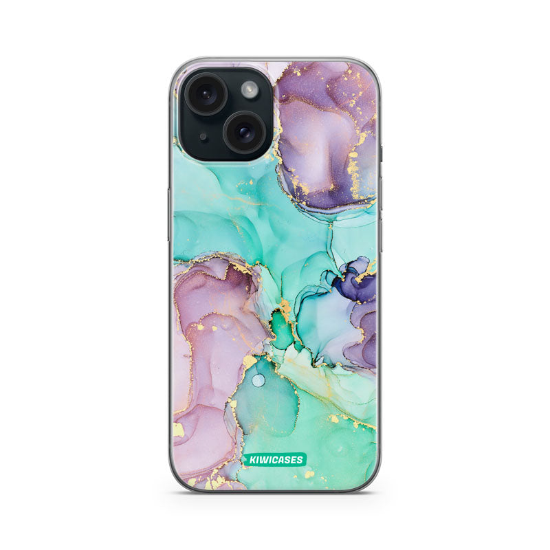 Green Purple Marble - iPhone 15