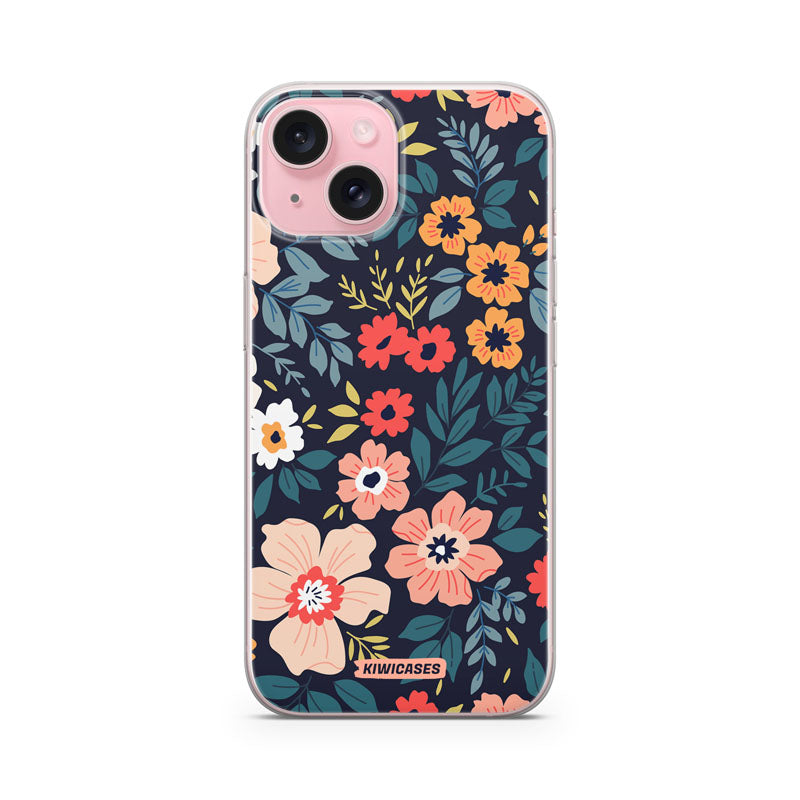 Navy Blooms - iPhone 15