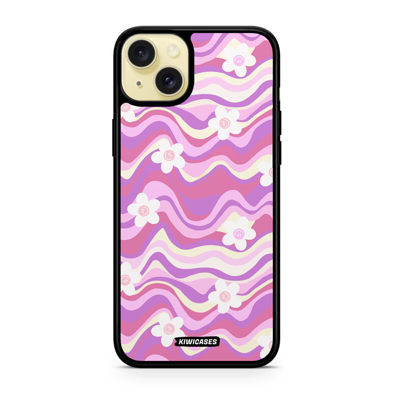 Purple Wavey Flowers - iPhone 15 Plus