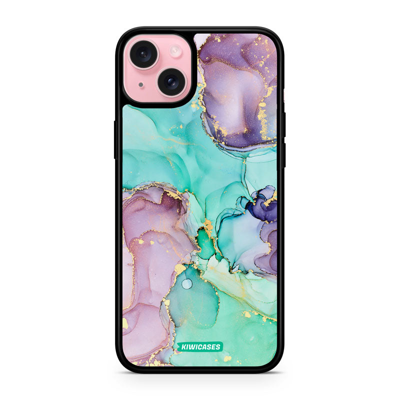Green Purple Marble - iPhone 15 Plus