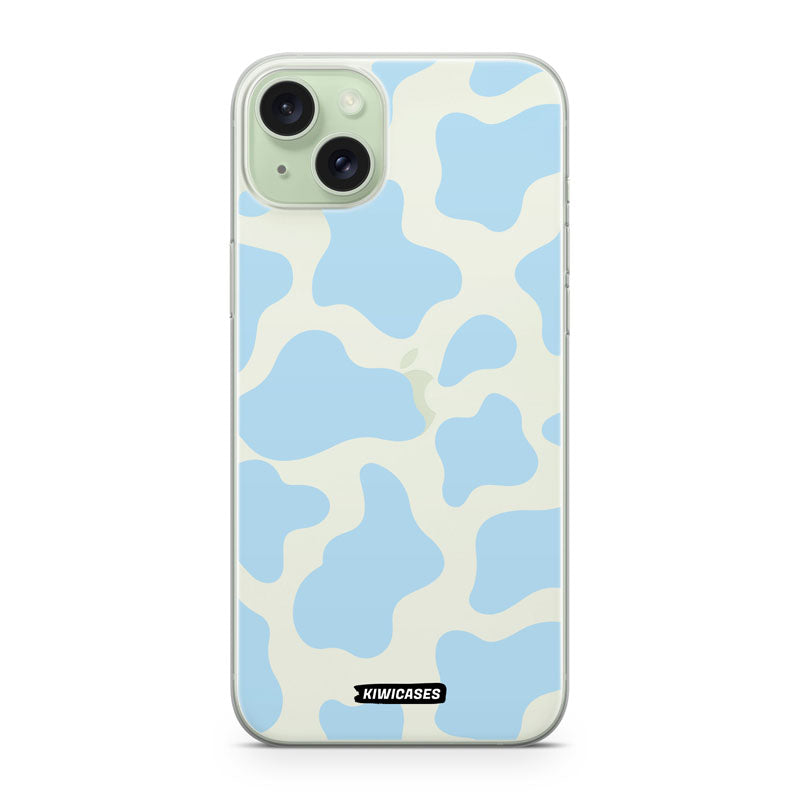Cow Print in Blue - iPhone 15 Plus